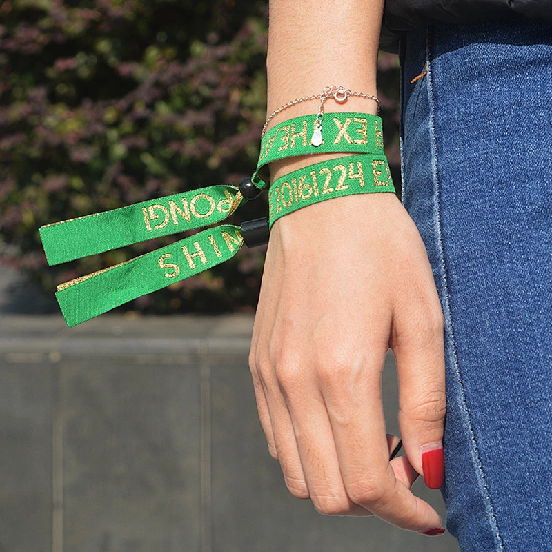 One Time Use Wristbands Polyester Custom Cloth Woven Wristband