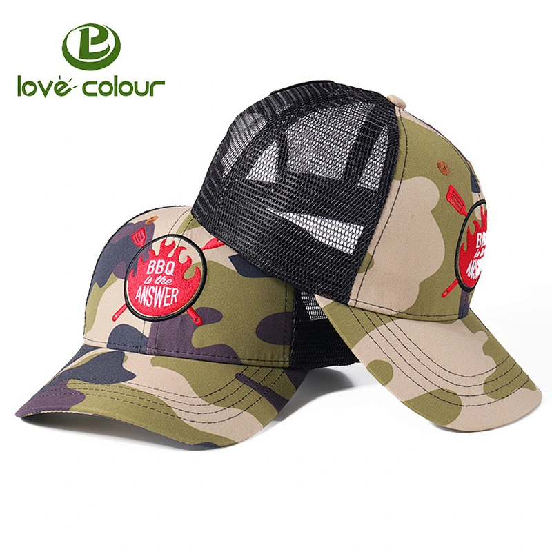 New Design Camouflage Mesh Trucker Cap Baseball Hat for Promotion