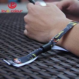 Promotion Items custom cloth wristbands with one time use lock