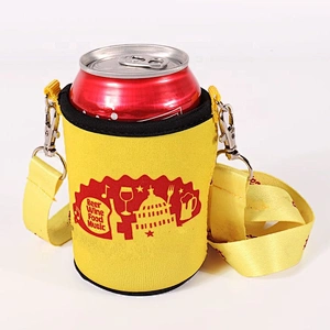 Custom wedding favor neoprene sleeves stubby can cooler with lanyard