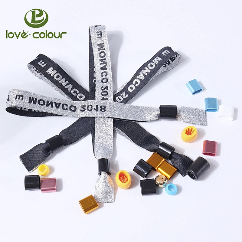 Custom Fabric Polyester Woven Bracelets One Time Secure Wristband For Event And Festival