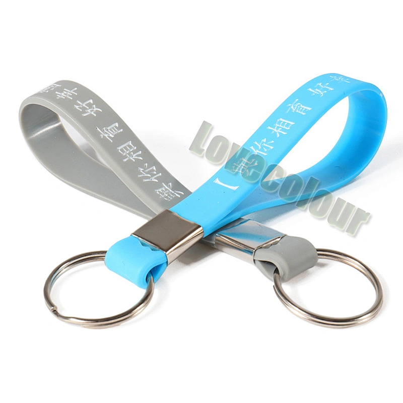 Giveaway gifts cheap custom silicone keychains short lanyard