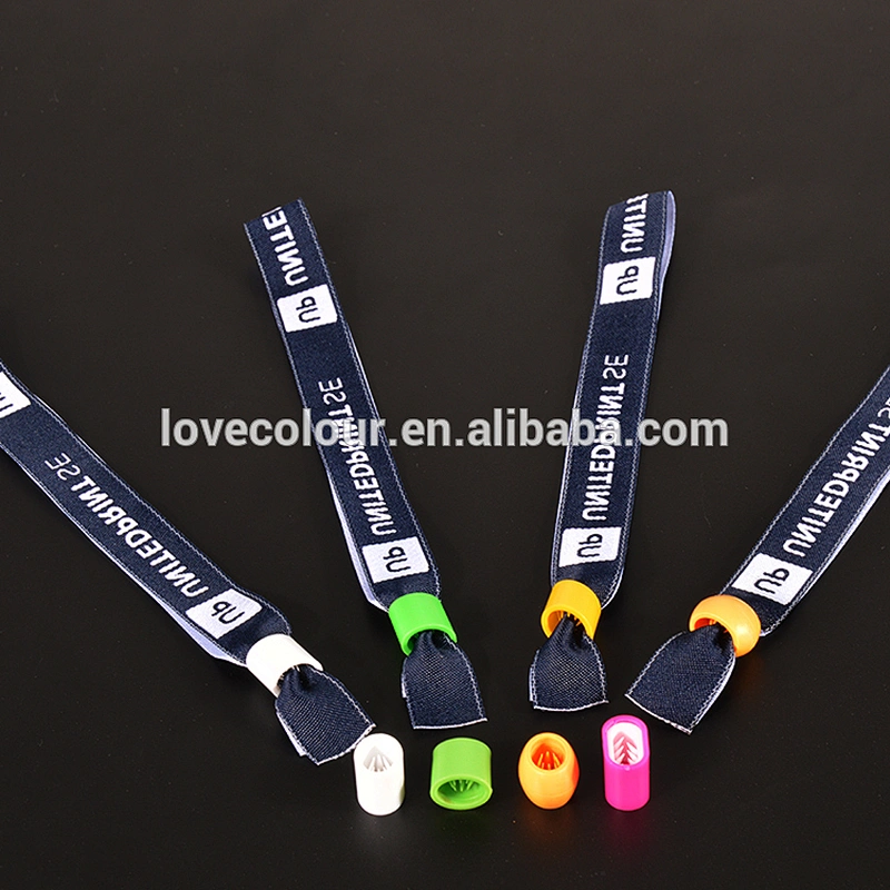 High quality custom red wristband/festival fabric wristband with plastic clip
