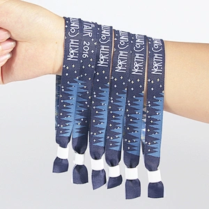 Good Price polyester material high secure fabric wristband bracelet with plastic fastener