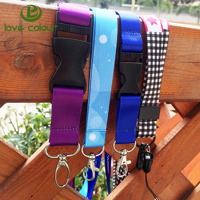 Factory custom printed lanyard keychain polyester strap no minimum order
