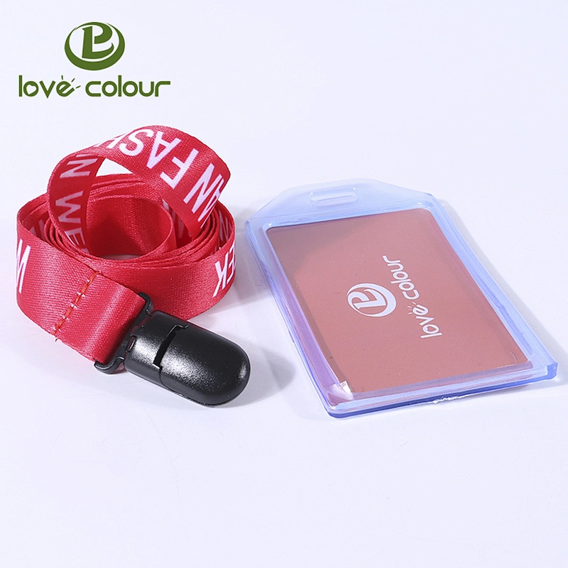 Custom polyester heat transfer printing concert red lanyard strap for card holder