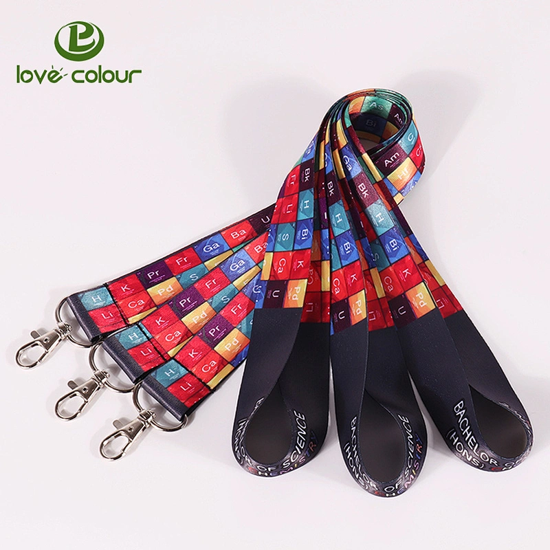 Custom full color polyester lanyard with heat transfer printing