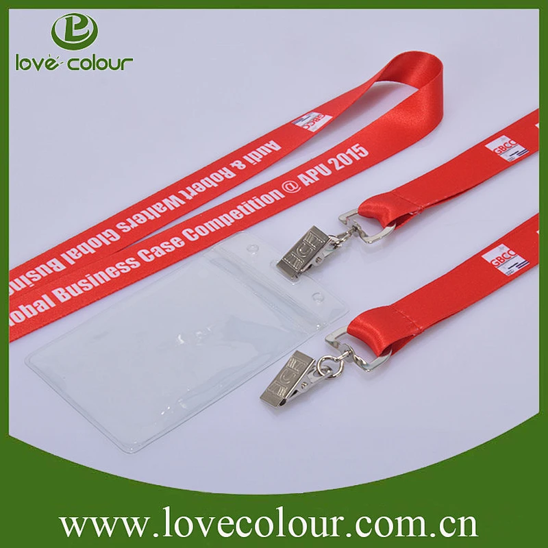 High quality transparent PVC business card holder with neck strap