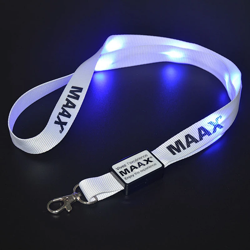 High quality polyester cheap custom led flashing lanyards for wholesale