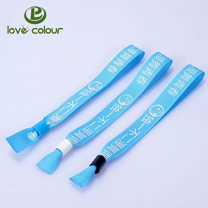Custom one time use polyester silkscreen printing wristband cloth bracelets