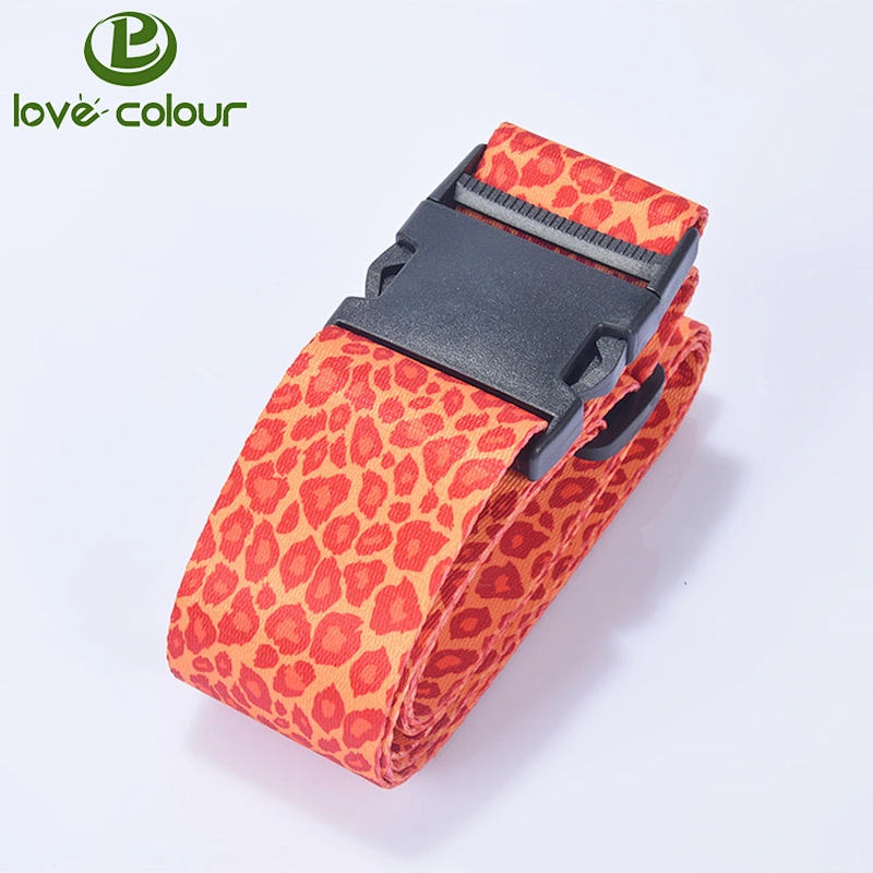 Travel printing logo full color luggage strap with safety lock
