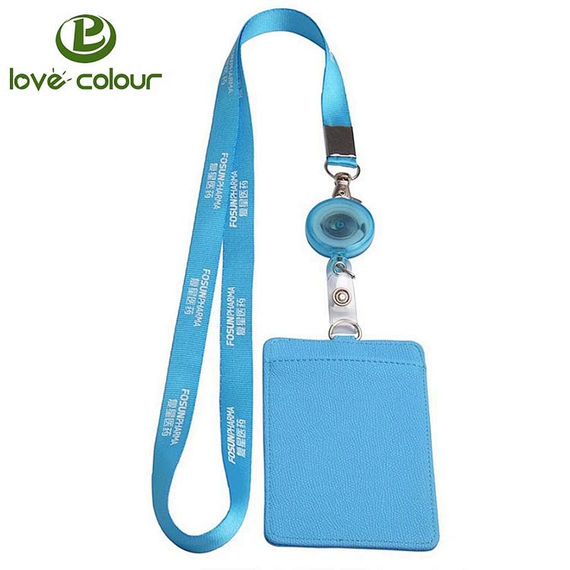 Polyester custom logo lanyards with id card badge holder