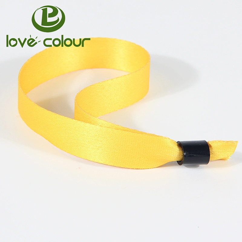 Polyester fabric custom party wristband ribbon bracelet with lock