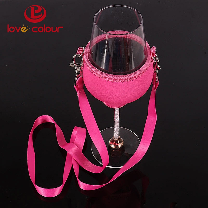 Fashion custom high quality wine glass holder lanyard Necklace