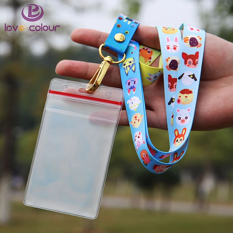 Transparent Soft PVC Work Card Holder With Polyester Strap Lanyard