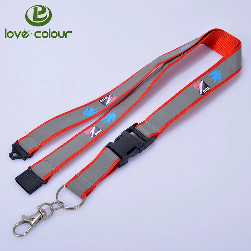 Custom polyester glow in the dark lanyard with reflective strap