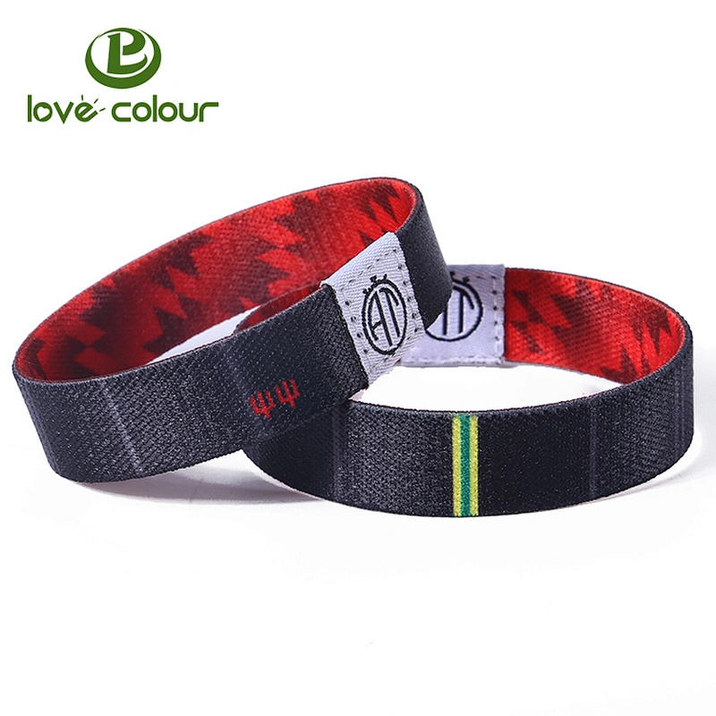 Wholesale custom elastic fabric band bracelet stretchy ribbon wristband