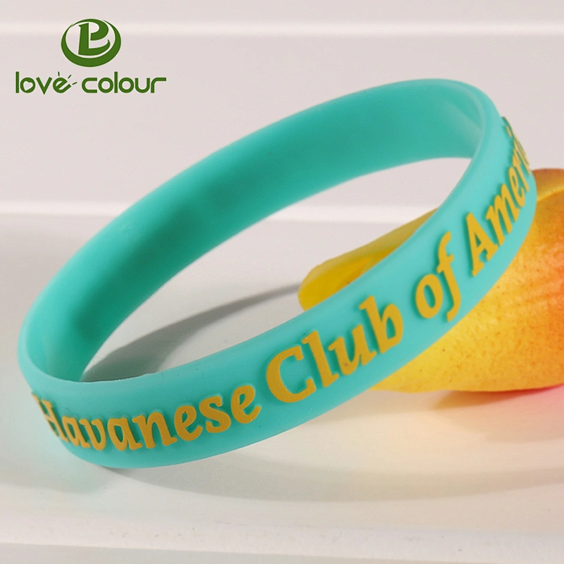Bulk Cheap Custom Embossed Company Logo Silicone Bracelet