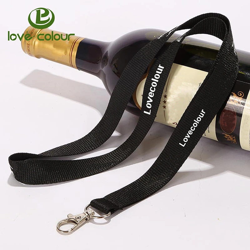Custom flat polyester keychain lanyard strap with silk screen printing