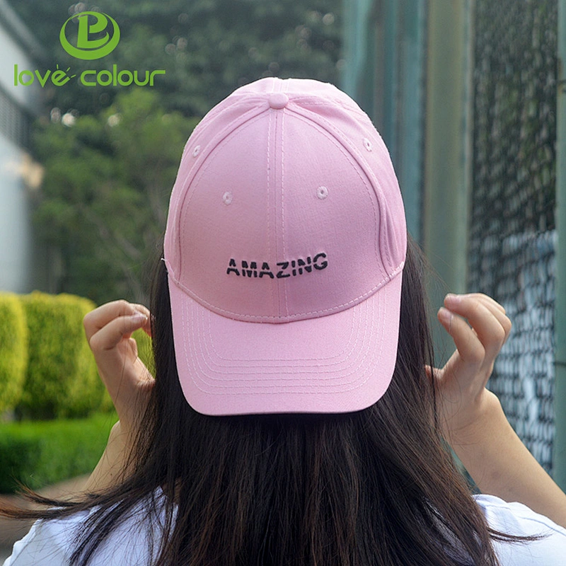 Custom logo twill cotton summer pink embroidery baseball cap hat with back closure
