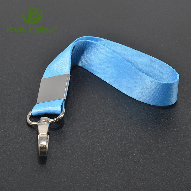 Promotional custom screen printed polyester wrist lanyard keychain