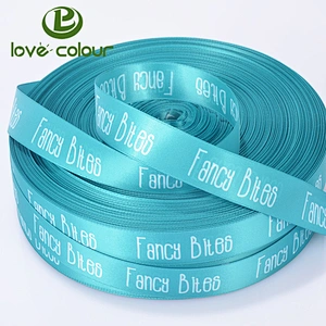 Custom fashion printed logo polyester satin ribbon for decoration