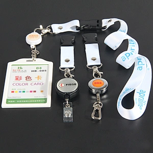 Reusable hard PVC plastic name badge card holder with lanyard
