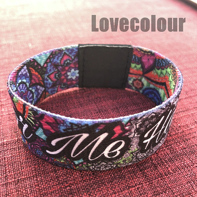 Fashionable custom elastic wristband printed bracelet polyester wristband