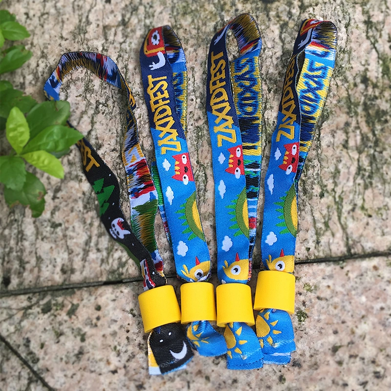 Custom your event logo woven wristband with one off slide lock