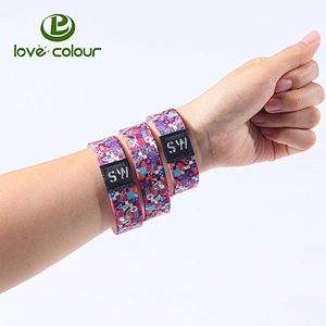 Custom made of 100% polyester material elastic stretch polyester wristband