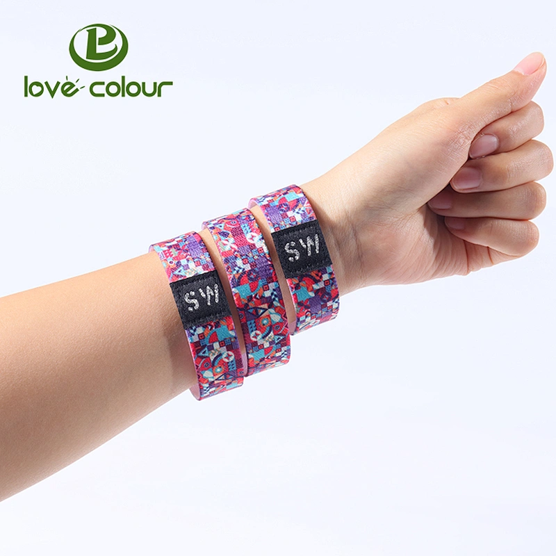 Custom made of 100% polyester material elastic stretch polyester wristband