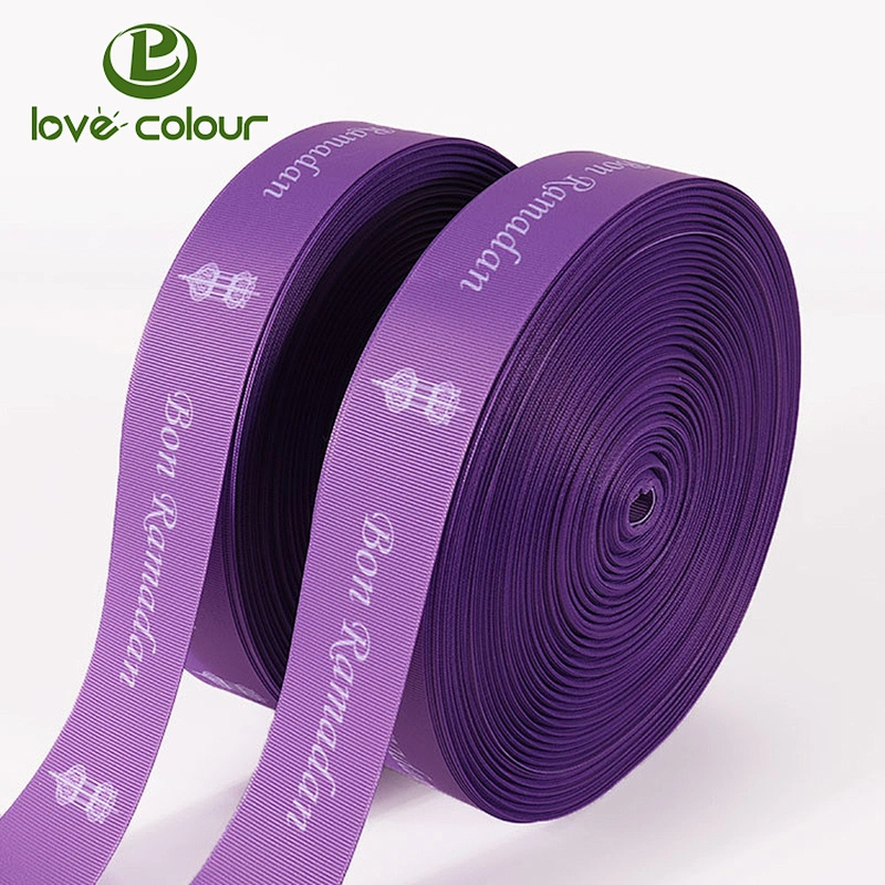 Custom Eco friendly Printed Dyed 5/8'' Solid Color Plain Grosgrain Ribbon For Package