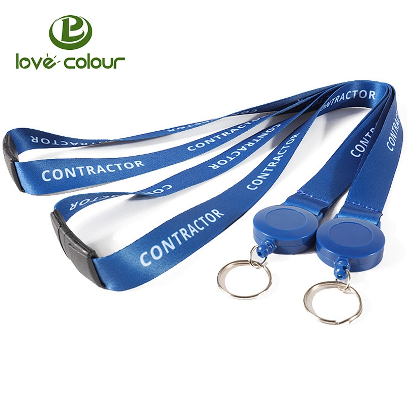 Custom polyester fancy retractable badge holder lanyard