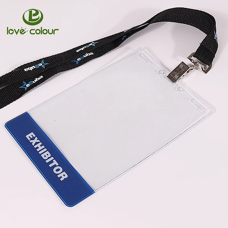 Free design vertical id badge holder/business badge pvc card holder