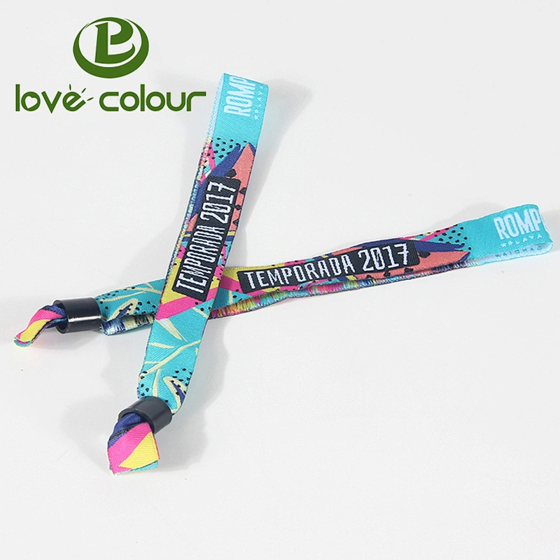 Polyester textile woven festival fabric bracelet event cloth wristband