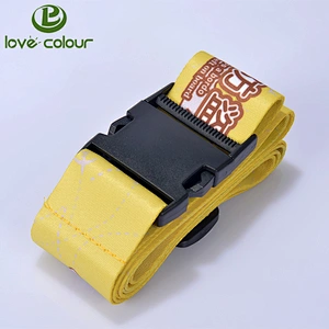 Travel printing logo full color luggage strap with safety lock