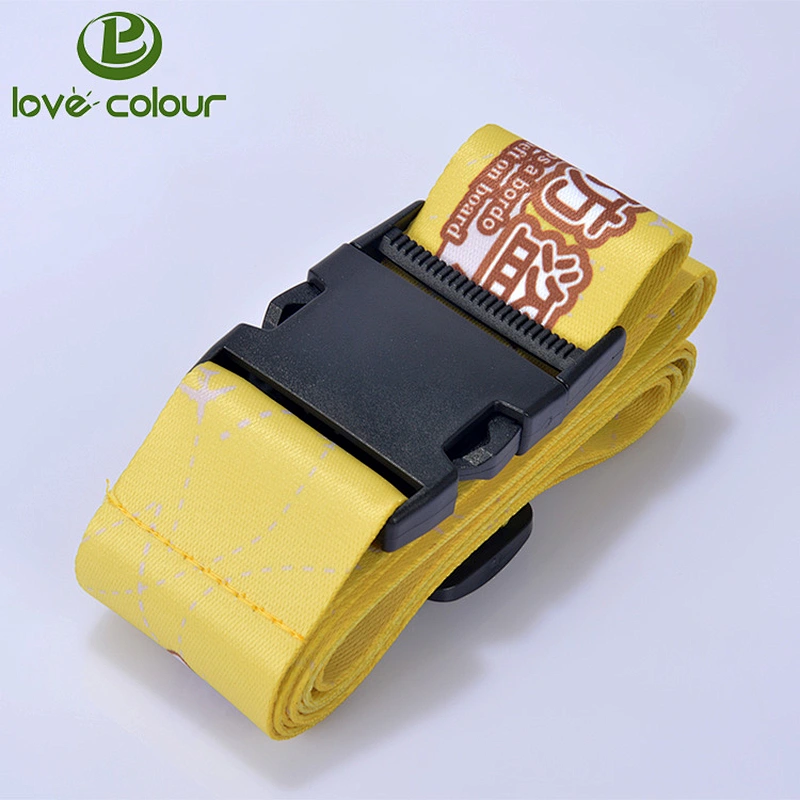 Travel printing logo full color luggage strap with safety lock