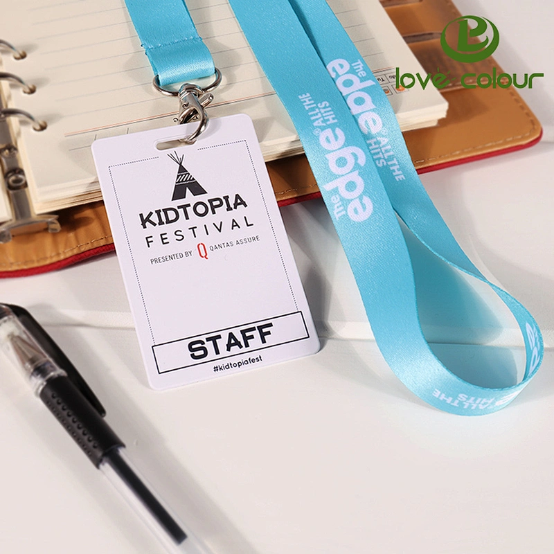 Guangzhou manufacturer cheap custom 3/8''  id card 3/8'' neck lanyards rope with metal clip