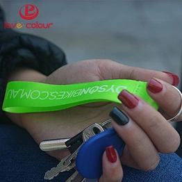 Custom design silkscreen logo nylon car keychain lanyard