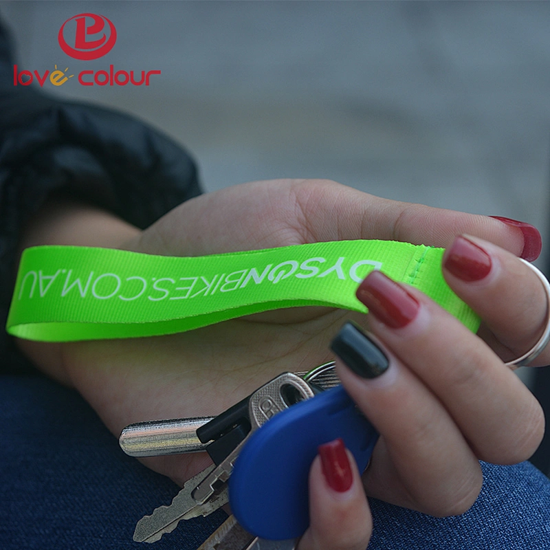 Custom design silkscreen logo nylon car keychain lanyard