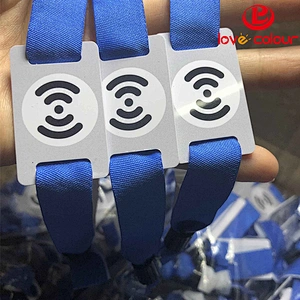 Polyester custom nfc rfid fabric woven wristbands for events