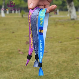Custom Made Polyester Satin Wristband Bracelet with Plastic Sliding Bead