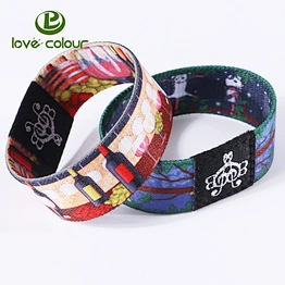 Fashion design soft material elastic wristband with fabric label