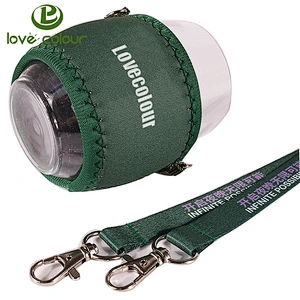 Polyester custom functional lanyards with neoprene wine glass holder