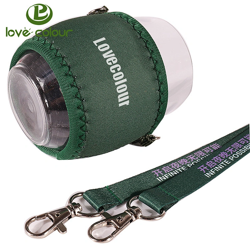 Polyester custom functional lanyards with neoprene wine glass holder