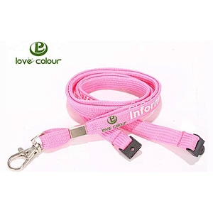 Custom fluorescence green tubular flat lanyard with safety buckle