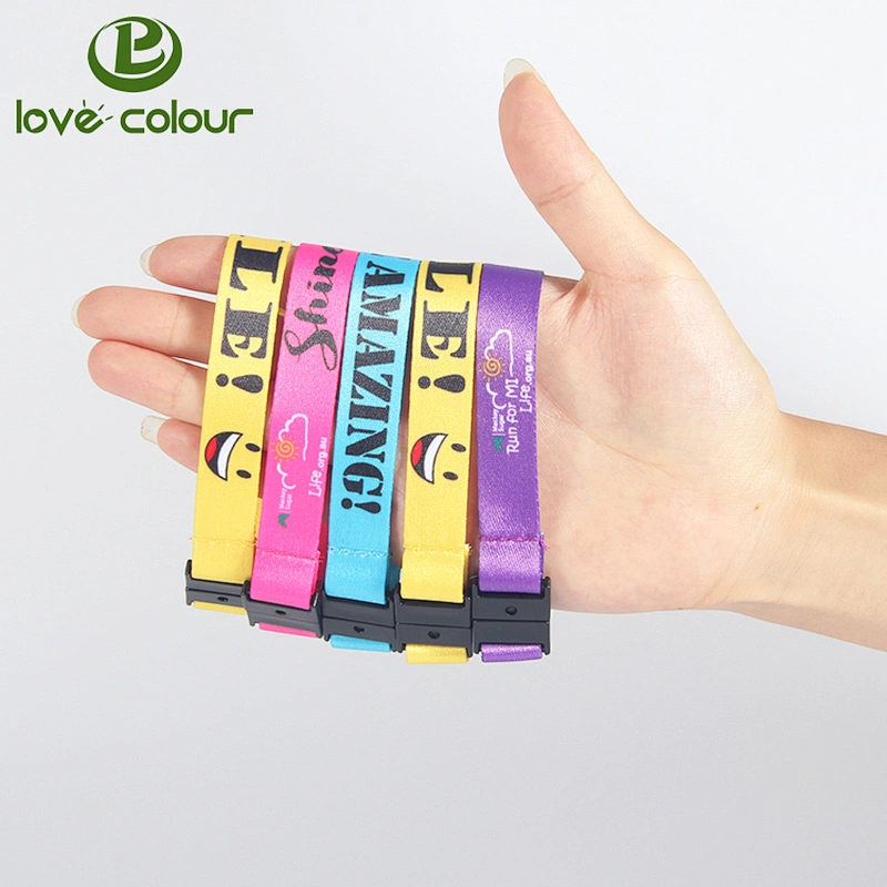 Custom Sublimation textile bracelet/polyester wristband with plastic buckle