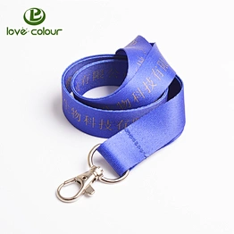 Sublimation printing event logo polyester dark navy blue lanyard with keyring