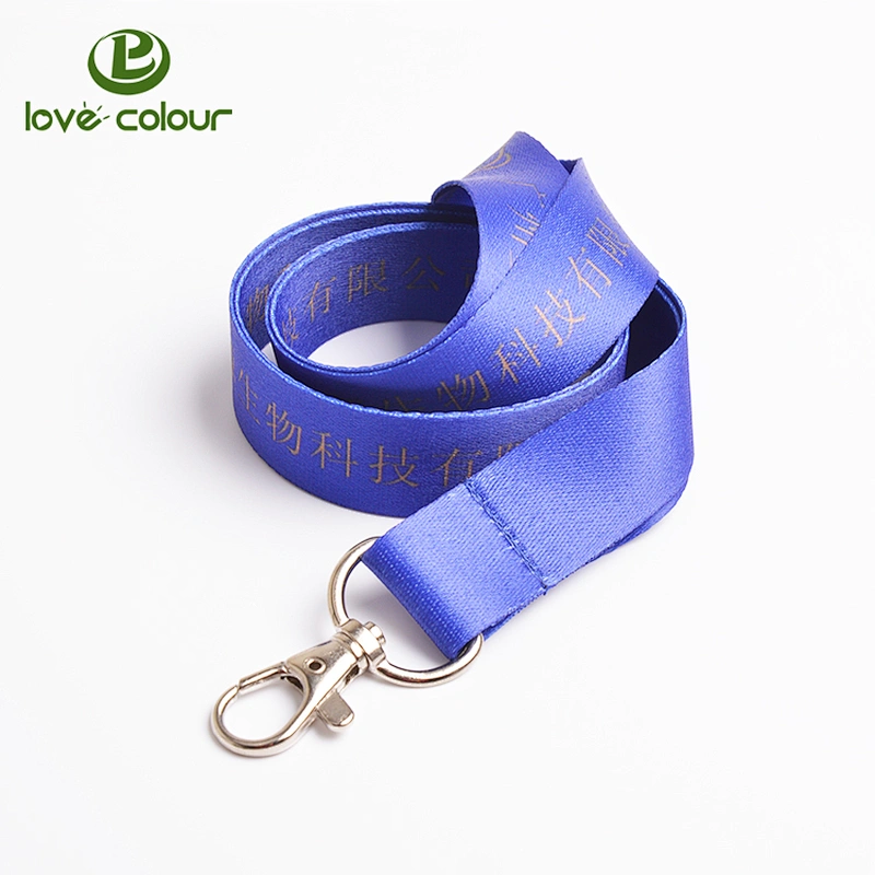 Sublimation printing event logo polyester dark navy blue lanyard with keyring