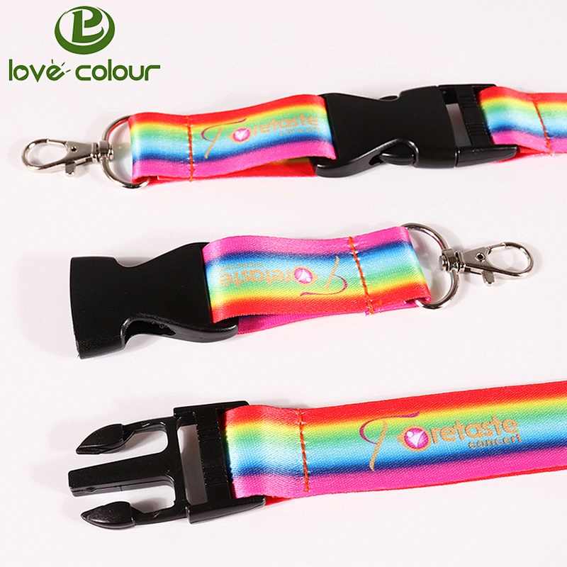 Factory high quality custom polyester lanyard strap with safety lock